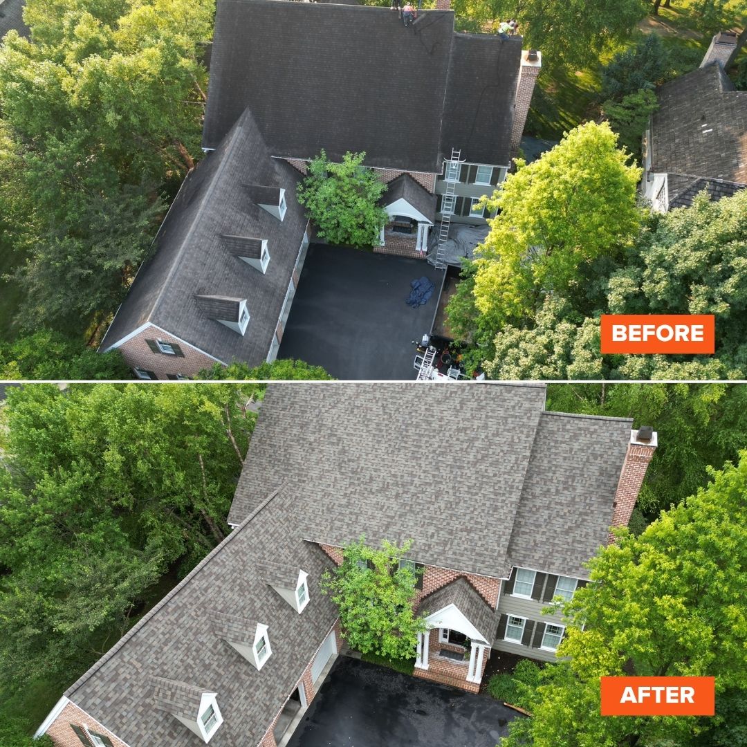 Before and after roof replacement
