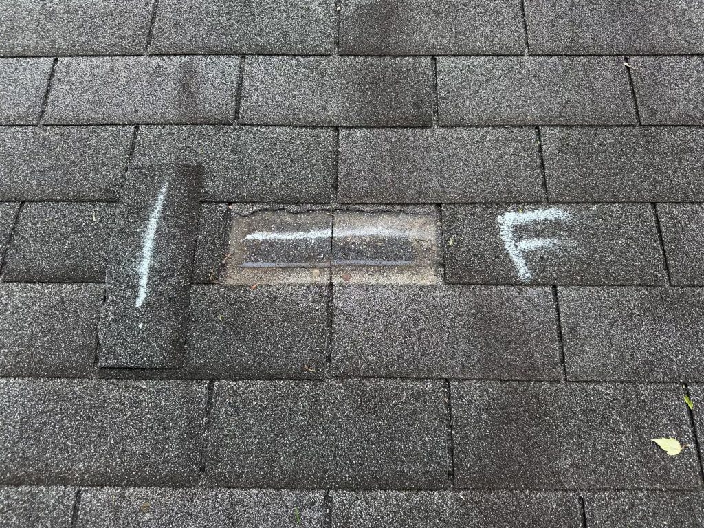 damaged shingle on roof